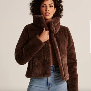 Abercrombie & Fitch Faux Fur Mini Puffer Coat